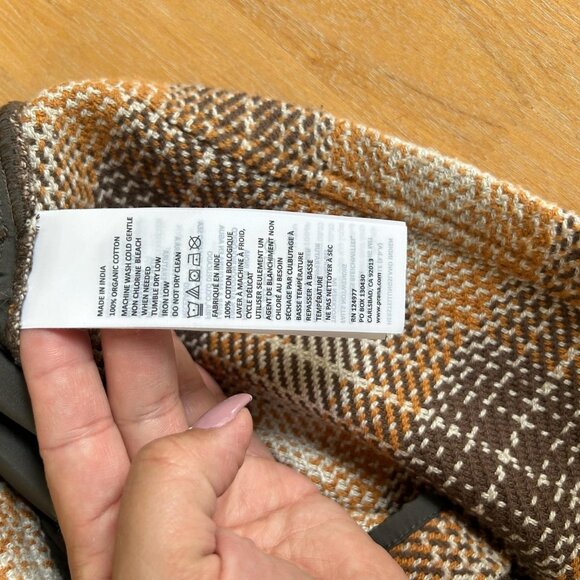 PrAna Jacket Womens XS Brown Orange Plaid Organic Cotton Full Zip Shirt Shacket - Picture 9 of 9